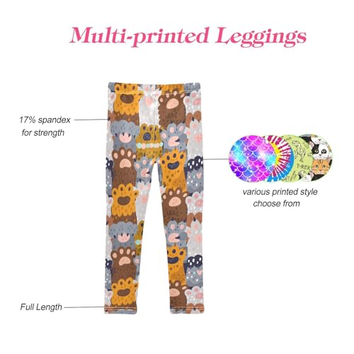CaTaKu Girls Leggings Cat Paws Cute Print Spotted Leggings for Girls Kids Athletic Workout Yoga Pants Size 4-10T4