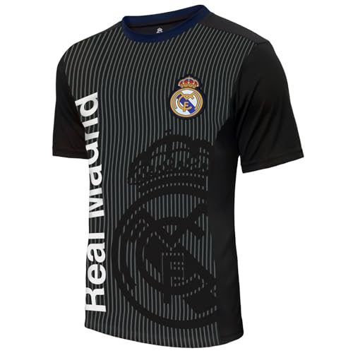 Icon Sports Compatible with Real Madrid Officially Licensed Poly Shirt Soccer Jersey -04 Large Black