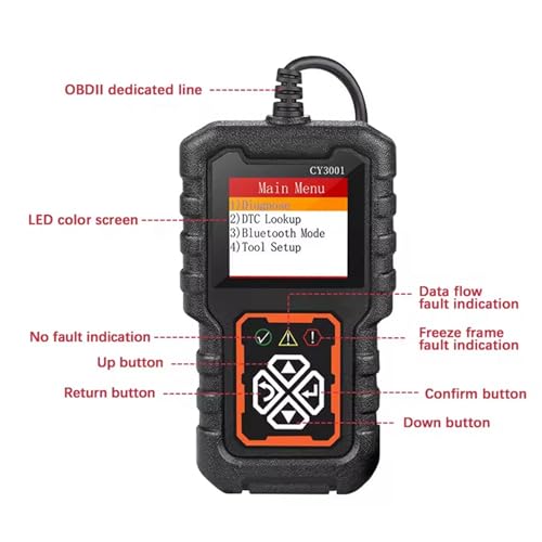 Escáner OBD2 EOBD portátil para sensor de O2 de batería de motor de coche 5