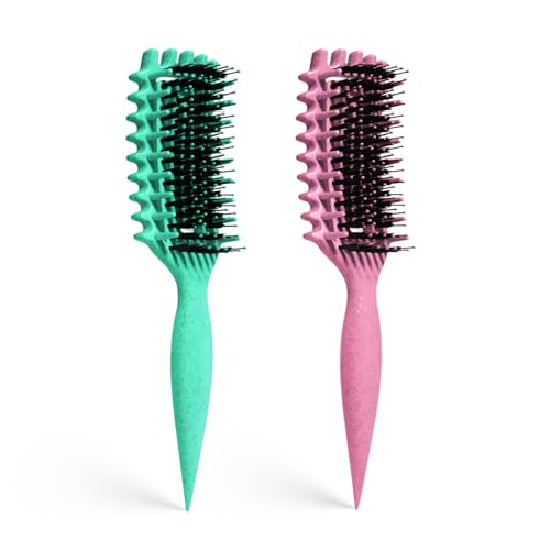 Image of Curly Hair Brush Candybrush Curl Defining Brush for Detangling Shaping and Defining Curls for Women, Men, Wet & Dry Hair (Green Pink)