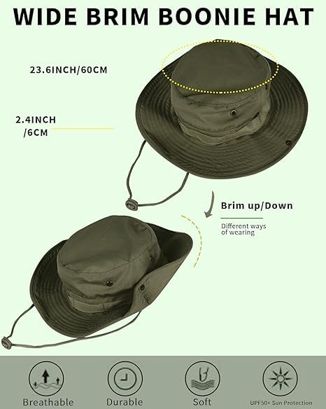 Image of Sun Hats for Men Women Bucket Hat UPF 50+ Boonie Hat Foldable UV Protection Hiking Beach Fishing Summer Safari