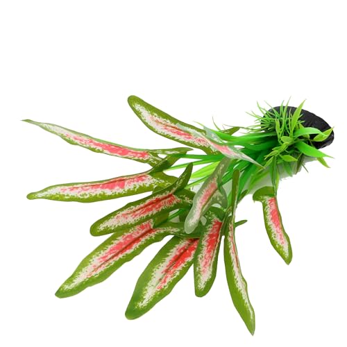 Image of Silk Aquarium Plants for Betta Fish Tank, 2 Pcs 8 Inch Small Silk Aquarium Plant Aquatic Water Grass Decoration (Green-Wine, 8 Inch)