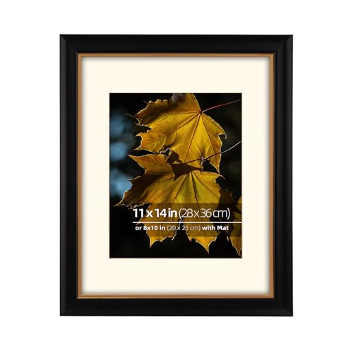 Eitida Marco de Fotos Retro Vintage de 28 x 36cm o 20 x 25 cm con Soporte de Madera Negro y Dorado, 2 Tonos, Protección de Vidrio, Exhibición de Fotos Para Colgar en la Pared