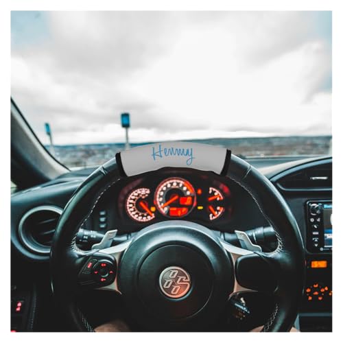DInikally Personalized Embroidered Steering Wheel Snap, Custom Steering Wheel Tag, Unique Car Decoration (Grey)