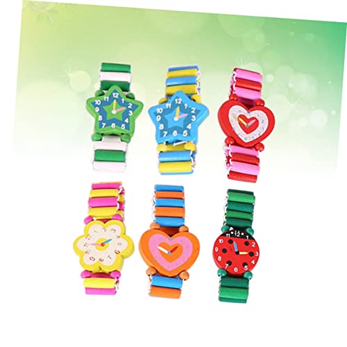 6pcs Watch Reloj para Niños Toy Watch Kids Watch Cartoon Ristwatches Wood Wristwatches Cartoon Crafts Wooden Wooden Crafts Prize Wooden Table Child Wooden Cartoon2