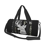 Sports Gym Bag Deer Camo Camouflage American Flag Duffel Barrel Bag Backpack Lightweight Travel Cylinder Bags for Swim Training
