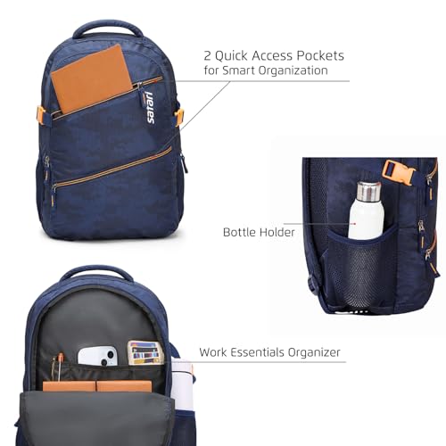 Image of Safari Omega Plus 30L Casual Laptop Backpack, 2 compartments, Raincover, Organizer, Full body print, Bottle holder, Front pockets Color- Blue