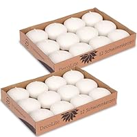 24x DecoLite Schwimmkerzen 30x45 mm Weiß & Elfenbein | Schwimmfähig | RAL-zertifiziert | Rußfrei & tropffrei | Deko für Hochzeit, Sommerfest, Wellness, Tischdeko | Praktisch (weiss)