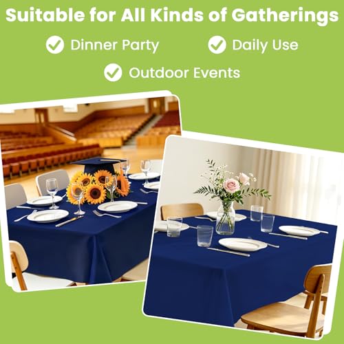Image of Mulbozy Navy Plastic Tablecloth Disposable 4 Pack, 54 x 108 Inch