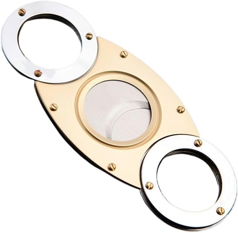 Stainless Steel Cigar Cutter, Professional Double Blade Guillotine, Precision Handheld Scissors, Elegant Pocket Accessory for Men(F)