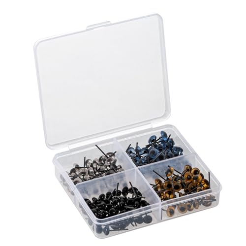 Eowpower 200 Pieces 5mm Mini Glass Eyes Kits for Toy Teddy Puppets Dolls Wool Felting Crafts, Each Colors of 50 Pcs