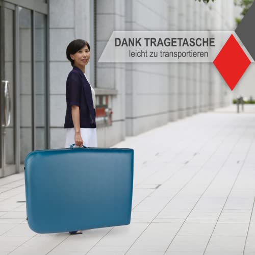 AcuMax Massagebed, massagetafel, massagebed, inklapbaar, in hoogte verstelbaar, draagbaar, met 2 zones, houten poten voor massage thuis, salon, massagestudio, kleur blauw - Image 6