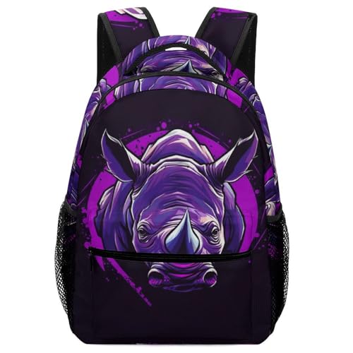 Sac à dos rhinocéros au design artistique pour garçons et filles