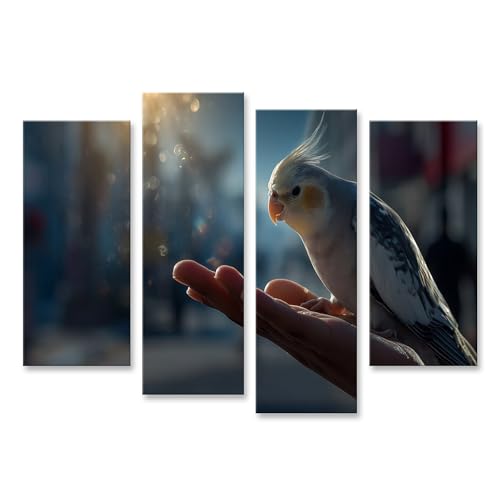 Impression sur toile salon oiseaux islandburner cadre déco en 4 pièces Edition M2