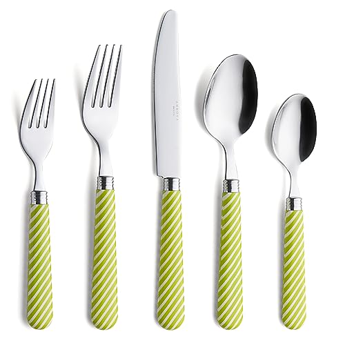 ANNOVA Silverware Set Stainless Steel Colorful Tableware Kitchen Flatware Set Utensils, Includes Dinner Knives, Forks, Spoons, Salad Forks & Dessert Spoons (Light Green, 20 Pieces) by Annova - Used condition - US$25.64