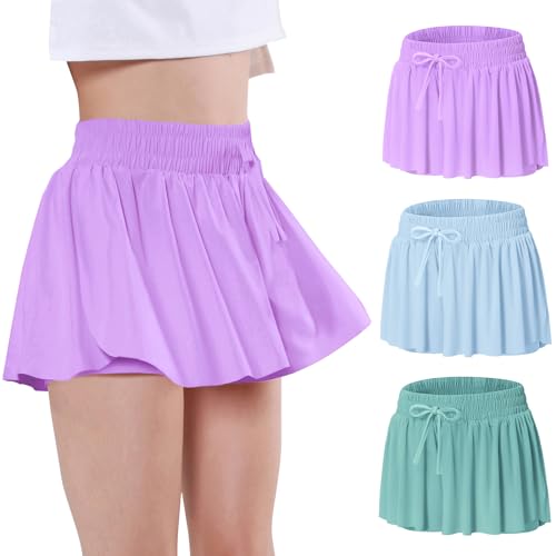 Image of EXARUS Girls Butterfly Shorts Athletic Flowy Cheer Dance Skorts Teen