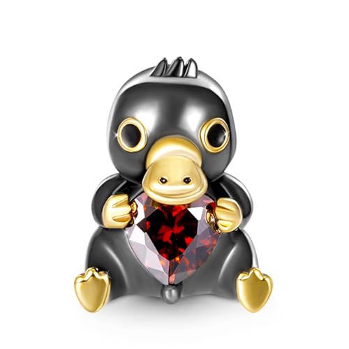 Image of GNOCE Embraces Heart Gemstone Bead Charms 925 Sterling Silver Rabbit Horse Triceratops Snake Monkey Cat Platypus Sloth Bear Pig Yak Ghost Matryoshka Doll Jewelry Gift for Women