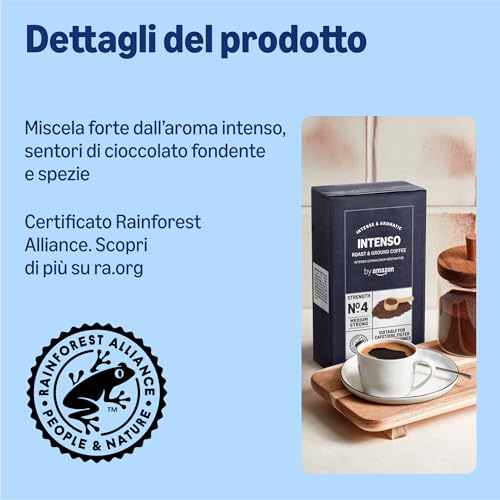 by Amazon Caffè Intenso macinato, Tostatura media, 1 kg (4 confezioni da 250 g) - Certificato Rainforest Alliance - 2