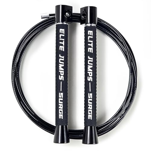 Elite Jumps Surge 4.0 Speed Rope, Aluminum Handle with Foam Grip, Black