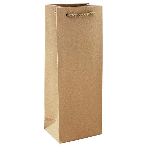 Eurowrap 28800-4C - Un Sac Cadeau Kraft - Format Bouteille - 12,7x9x35,5cm - 210g - Emballage Cadeau Kraft, Emballage, Idéal pour : Bouteille, Gourde, Alimentaire