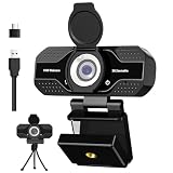 YOUPECK Webcam with Microphone, 2 Mics, 90° FOV, Computer Camera