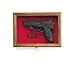 Single Pistol Display Case Wall Mount Solid Hardwood Cabinet (Walnut Finish, Red Felt Background)