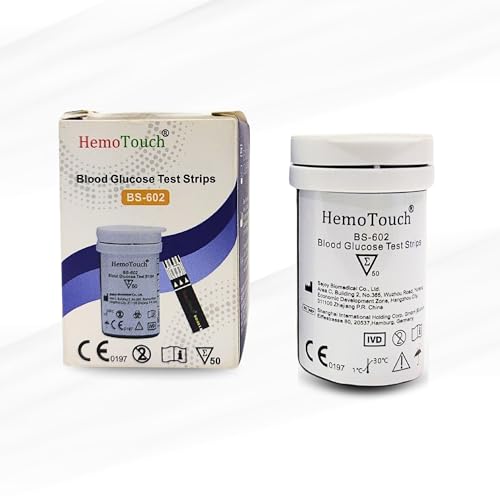 Hemotouch Blood Sugar Test Kit Includes Hemotouch Blood Glucose Meter, 1 Lancing Device, 10 Lancets, & 10 Test Strips, Diabetes Testing Kit for Blood Glucose Monitoring with strips Ejector.