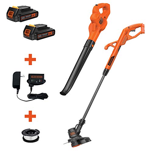 BLACK+DECKER 20V MAX String Trimmer/Edger & Sweeper Kit with Trimmer Line, 30-Foot, 0.065-Inch, 3-Pack (LCC222 & AF-100-32P)