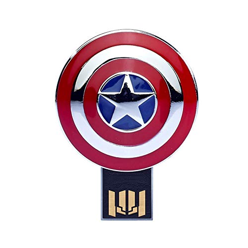 Clé USB Pen Drive Flash USB2.0 Marvel's The Avengers Dessin animé Créatif Haute Vitesse Portable Personnalité Imperméable 4/8/16/32/64 / 128GB (4GB, Captain America's Shield)