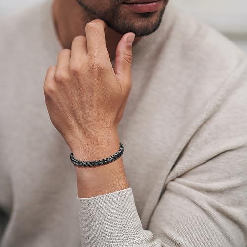 LUCKY2+7 Mens Bracelet - Stainless Steel Fold Over Clasp Franco Chain Bracelets for Men Jewelry Gifts for Dad Grandpa Husband by LUCKY2+7 - Used condition - Image 4