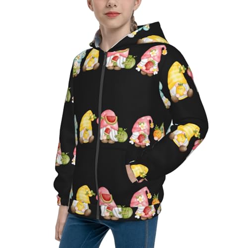 Hello Summer Gnome Kids Pullover Hoodies Boys Zip Up Sweatshirts Girls Athletic Clothes with Pocket