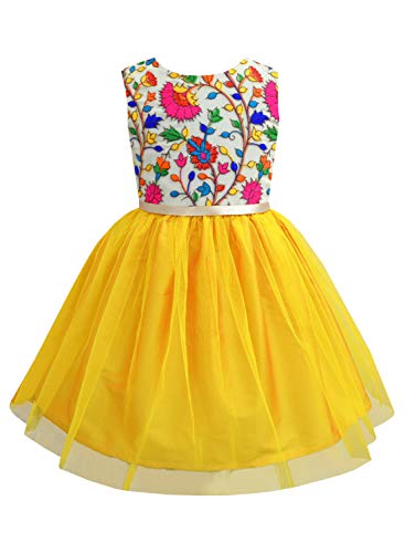 Image of A.T.U.N. (All Things UBER Nice) Girls Fit and Flare Embroidered Sleeveless Knee Length Dress for Party and Special Occasions