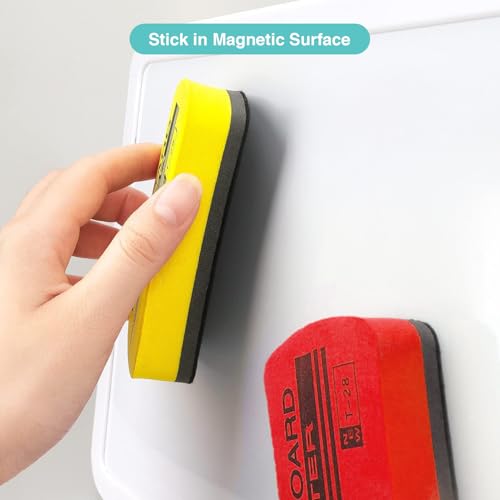 Image of oddpod Pack of 3 T28 Magnetic Whiteboard Duster for Planning Boards | Cleaner Eraser for Dry Markers at Home, School and Office
