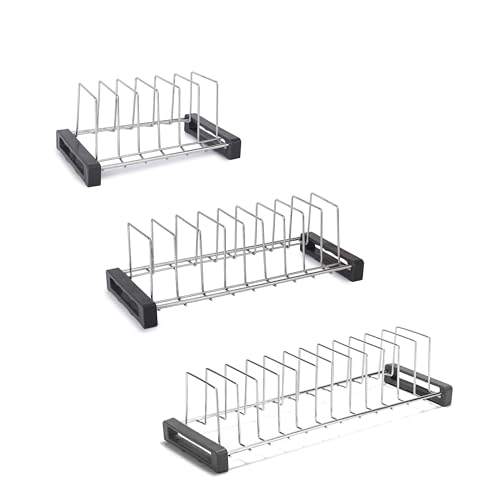 Image of Stainless Steel Plate Stand Organizer for Kitchen | Dish & Plate Drying Rack | Rust Proof Plate Holder with Anti-Slip Base | Available in 6, 9 & 12 Section (Silver) (Pack of 3)