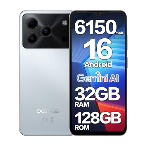DOOGEE Note 56 Pro SIM-Free & Unlocked Mobile Phones 2026 - Android 16 with Gemimi AI, 6150mAh Battery Phone, 6.56 90Hz Display Smartphone, 32GB+128GB/2TB, 4G Dual Sim/Face Unlock/GPS/5G WiFi/NFC