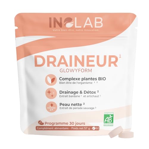 INOLAB I Draineur Bio Puissant I Triple Detox = Foie + Reins + Peau I Perte de Poids -Peau nette - Boost le Métabolisme I Fabriqué en France