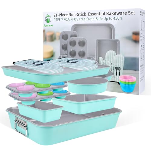 Spmarkt 21-pieces Stackable Nonstick Bakeware Set, PTFE/PFOA/PFOS Free Baking Pans