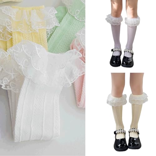 Sock,Loose Socks Lace Calf Socks Bowknot High Boot Socks Leg Long Knee Stockings Breathable Children Socks2