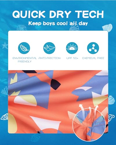 Image of SURF CUZ Boys Swim Trunks Toddler Swim Shorts UPF 50+ Bathing Suit for Boy Swimsuit Quick Dry Mesh Beach Boardshorts Swimwear