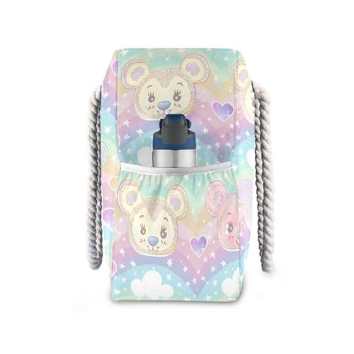 Bear Cartoon Large Capacity Large Beach Tote with side pocketes Bag, Shoulder Weekender for Travel Gym Vacation3