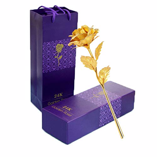 TYXSHIYE Rose plaquée or 24 carats - Rose en or 24 carats - Fabriquée à la main - Avec boîte cadeau pour anniversaire, fête des mères, anniversaire de mariage Cover