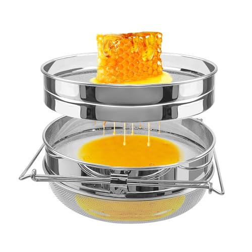 Stainless Steel Honey Strainer Double Sieve, Beekeeping Equipment Mesh Filter for Beekeepers Honey Extraction
