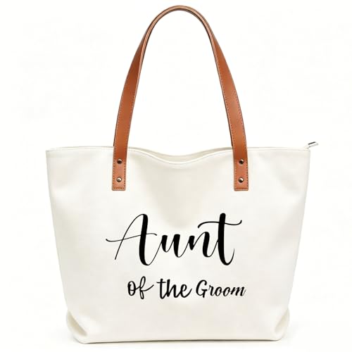 Skdgih Aunt of the Groom Gifts Canvas Tote Bag - Bridal Shower & Wedding Gift for Aunt, Outdoor Beach Travel Tote
