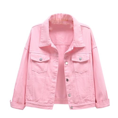 Women's Casual Denim Jacket Long Sleeve Jean Jacket for Women Trendy Coat with Pockets