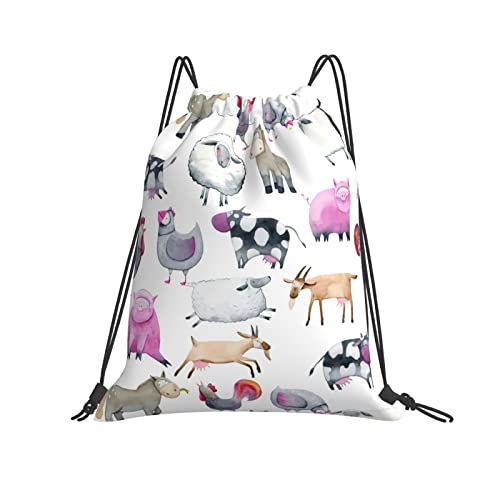 Deporte Mochila Animales De Granja Saco De Gimnasio Estanca Bolsa para Zapatillas Impresión Daypack para Viajes, Hombres, Adolescentes, 36X42Cm