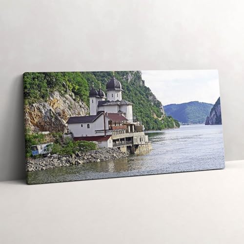 Toile Église au bord de l'eau 120x60cm Wallfluent pour habiller un grand mur