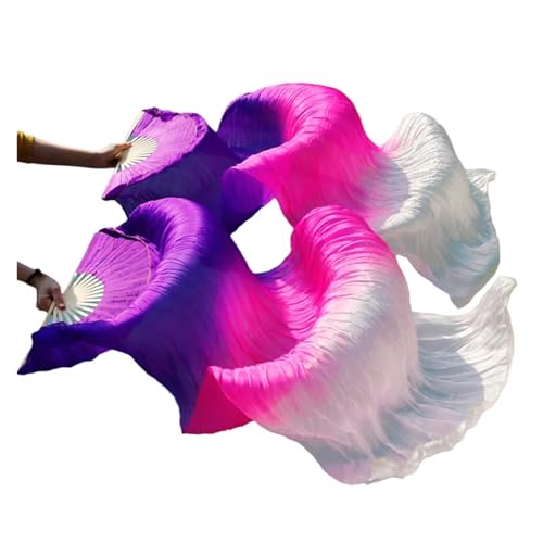 Éventail de danse du ventre 250x90cm en soie naturelle et bambou fait main pour pratique