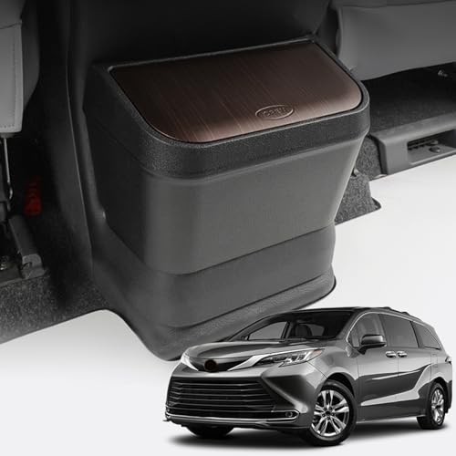Image of PACEWALKER for Toyota Sienna Car Trash Can Modification Waterproof in- Trash can Row Cup Holder Design for Toyota Sienna 2021-2025 Accessories Brown