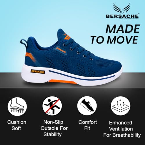 Image of BERSACHE Premium Sports,Gym, Trending, Stylish Running Shoes for Men (Blue)