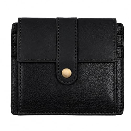 Image of Wallet for Men | Genuine Leather | Compact Purse with Coin Pocket | Card Slots & ID Window | Men's Wallet (Black)